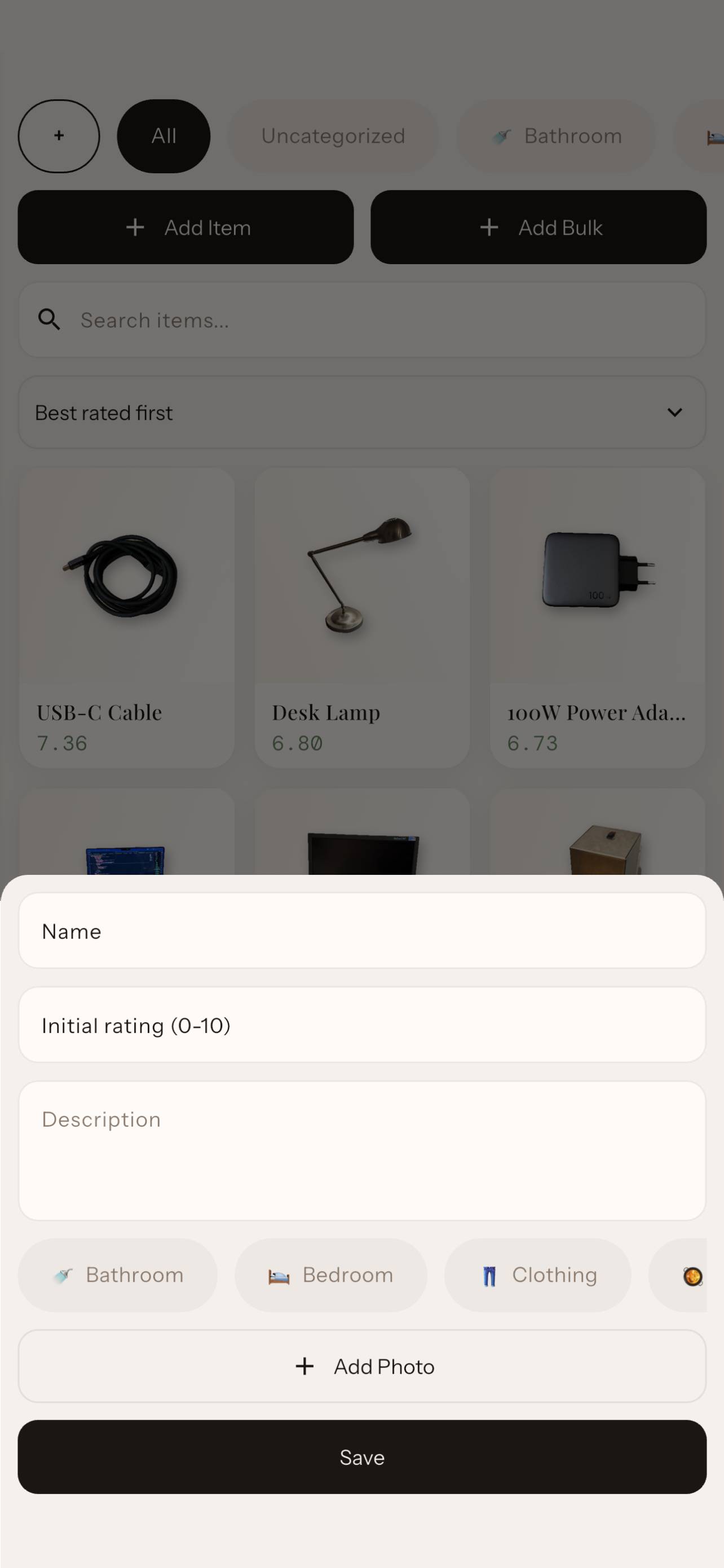 Add belongings
